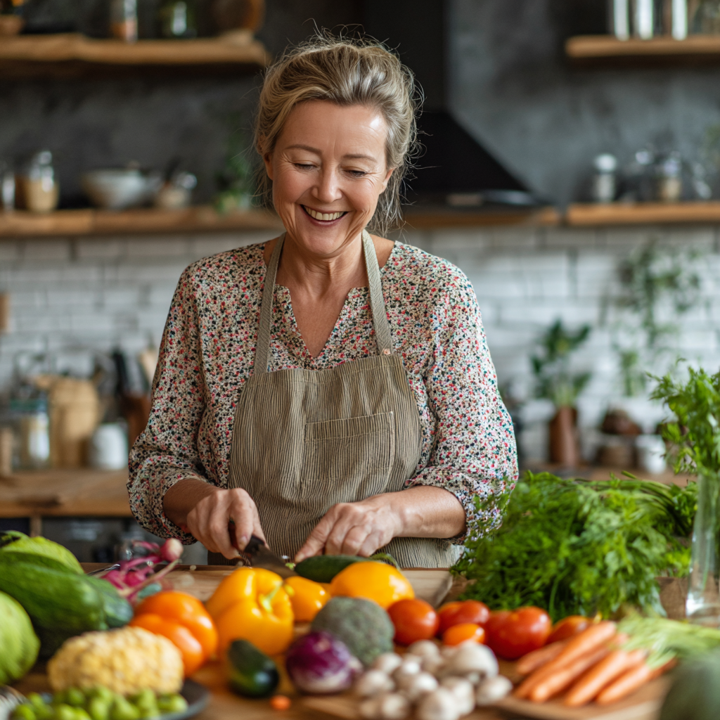 Ukrainian nutritionist consulting with middle-aged client, showing food diary and meal planning charts in professional office setting